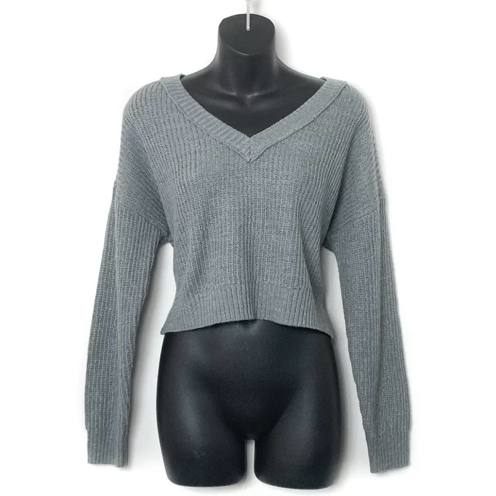 Grey ladies cropped sweater